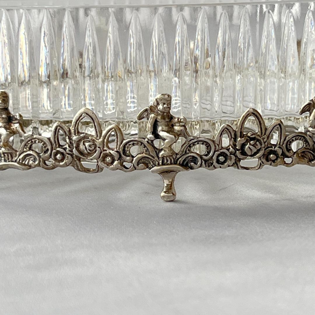 【ALBO】【純銀 / ガラス】天使と薔薇 オーバルのオーナメント 16.5cm