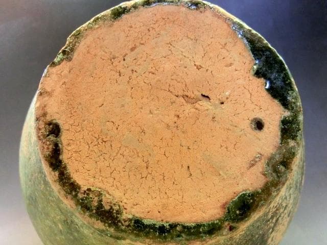 壷■緑釉 丸壺 古い花瓶 オブジェ 土器 須恵器 古玩 唐物 中国 時代物 骨董