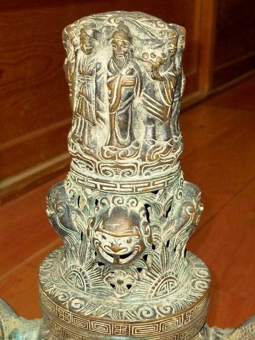 ♥とても古い　銅製　大香炉　在銘　骨董品