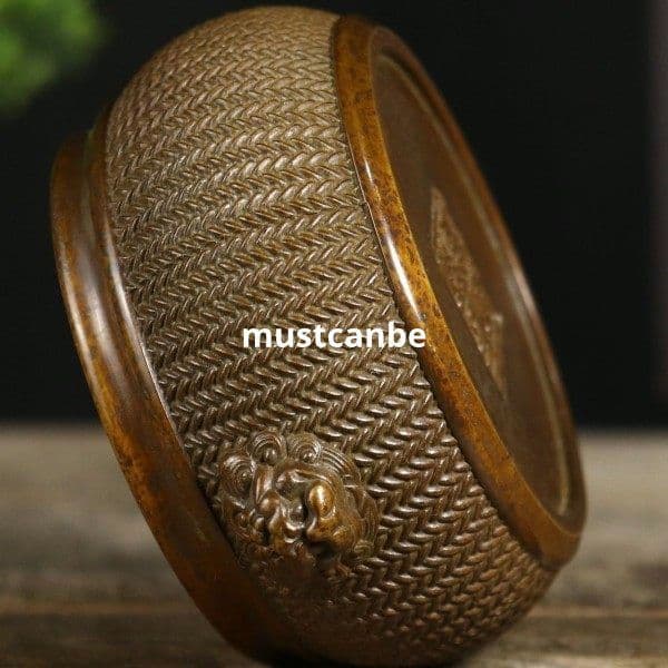 銅器 竹編香薫炉 室内檀香炉 茶道具 香道具 装飾品 工芸品 置物