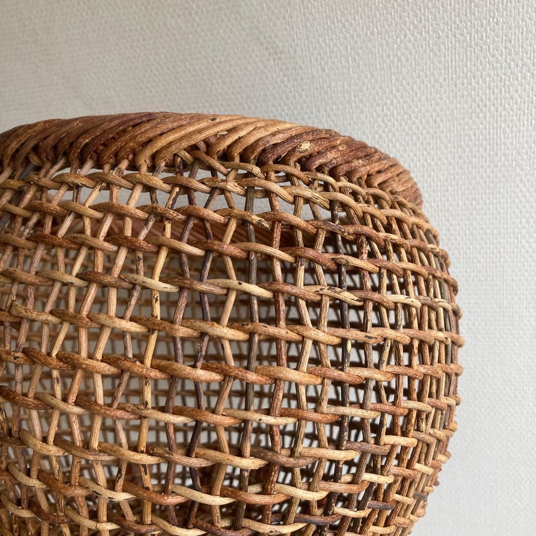 人気作家　中川原信一　あけび籠　丸型　希少品　民藝