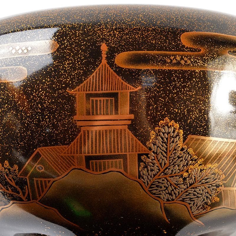 専用　輪島塗　山水蒔絵　三足香炉　純銀火屋　約61g　H　R5626