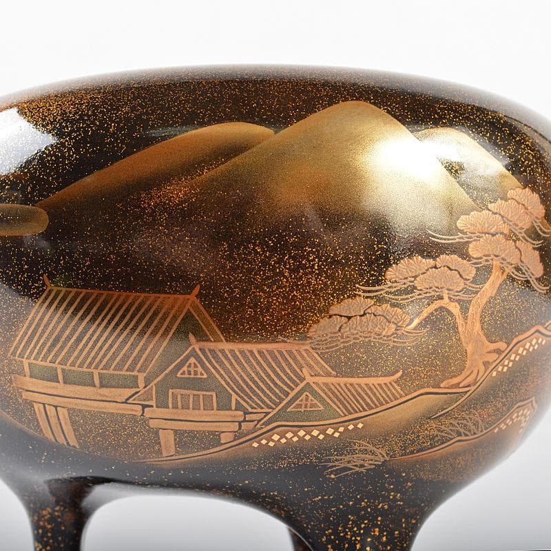 専用　輪島塗　山水蒔絵　三足香炉　純銀火屋　約61g　H　R5626