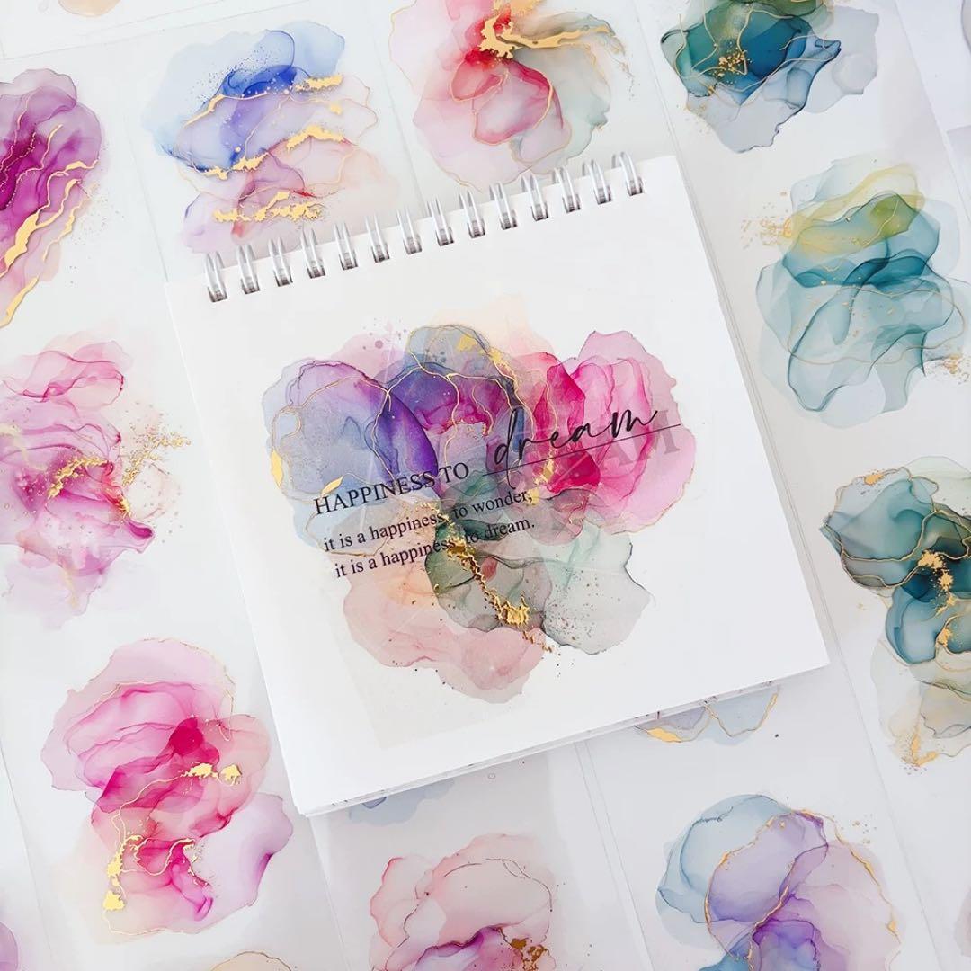 简单手帐《幻彩色块》海外マスキングテープ　マステ 【2283】