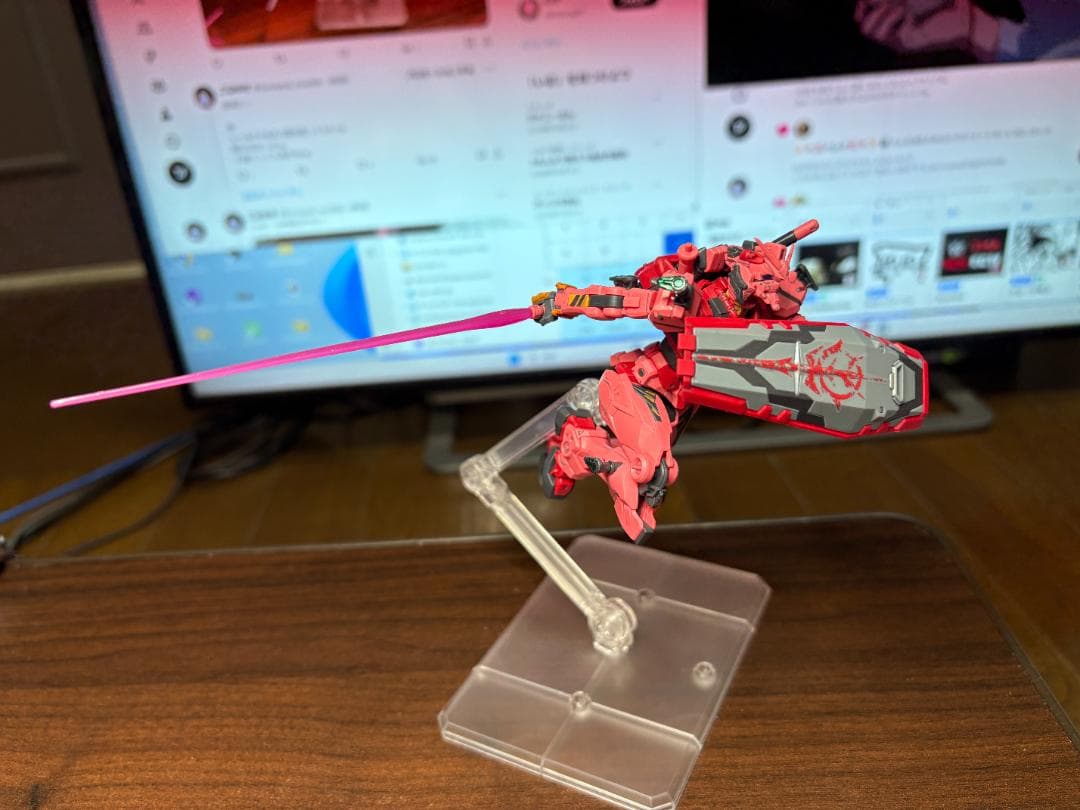 【完成品】HG 赤いガンダム　ビット6個　ザクバズーカ　部分塗装