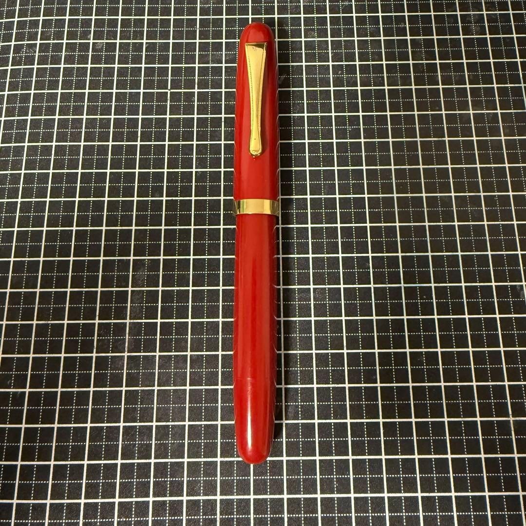 酒井栄助 万年筆 WARRANTED インキ止め式 赤