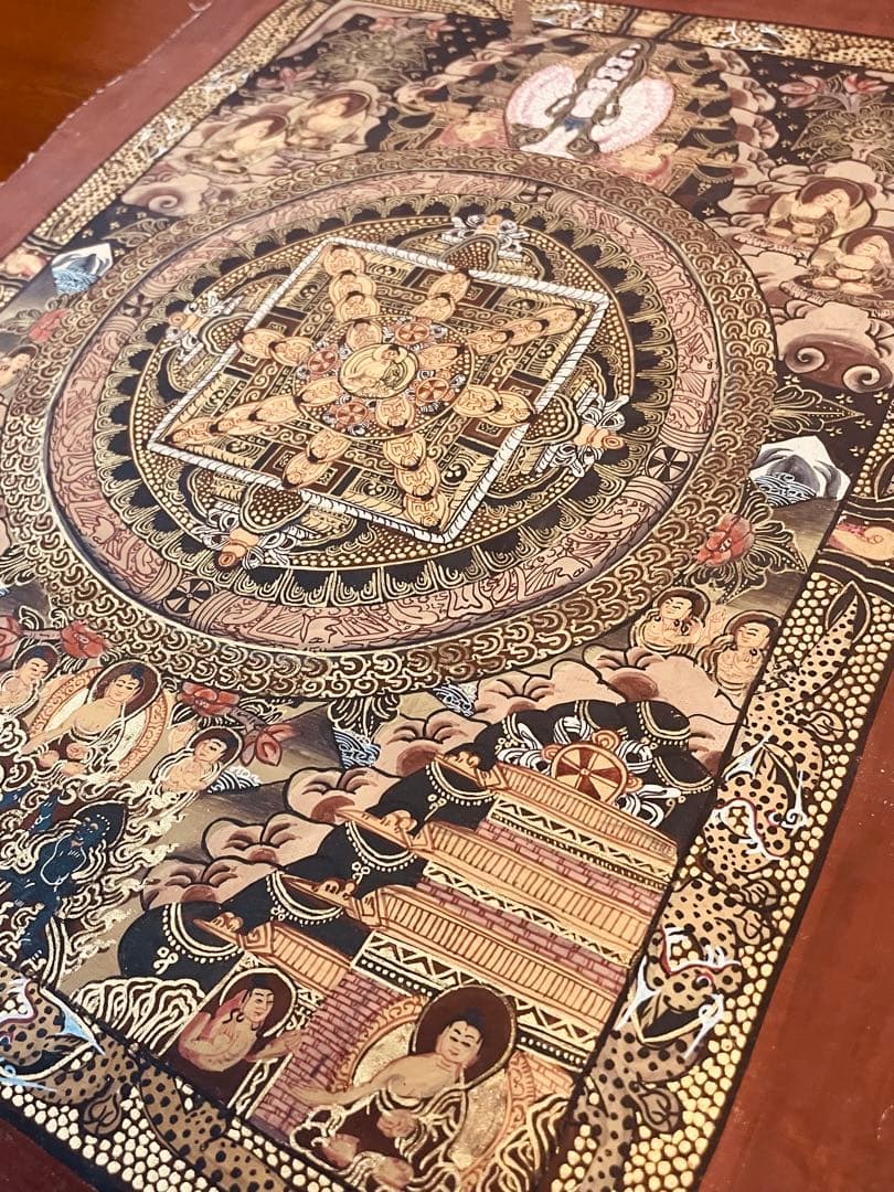 チベット密教 手描き曼荼羅（マンダラ）タンカ【新品・一点物】肉筆画 13