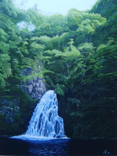 王前一馬、「赤目四十八滝」、希少な額装用画集より、新品高級額装付