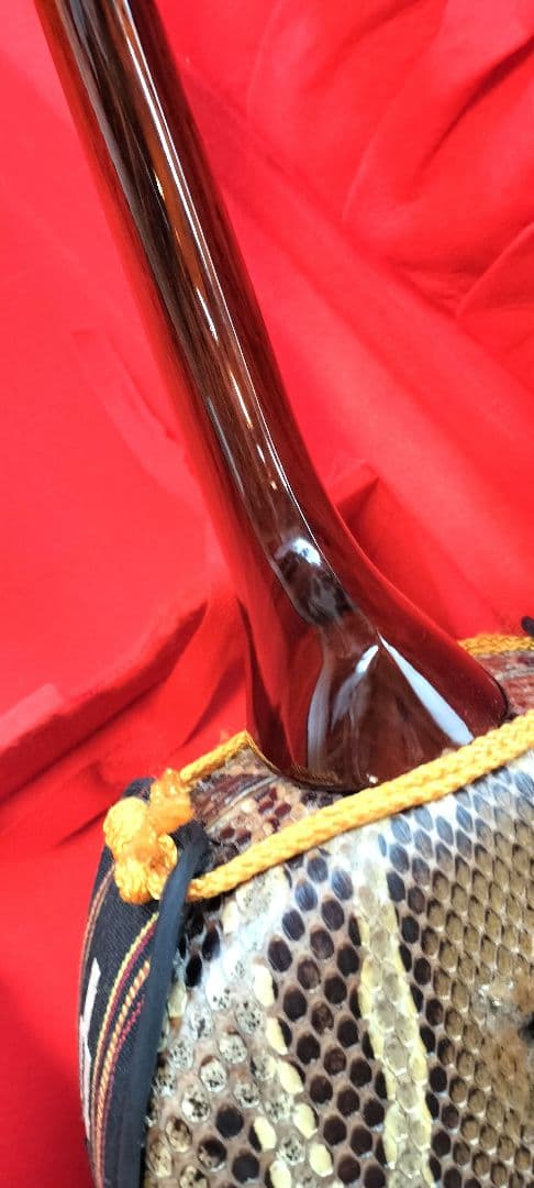 三線 黒檀 本皮一枚張りカマゴン 知念大工型