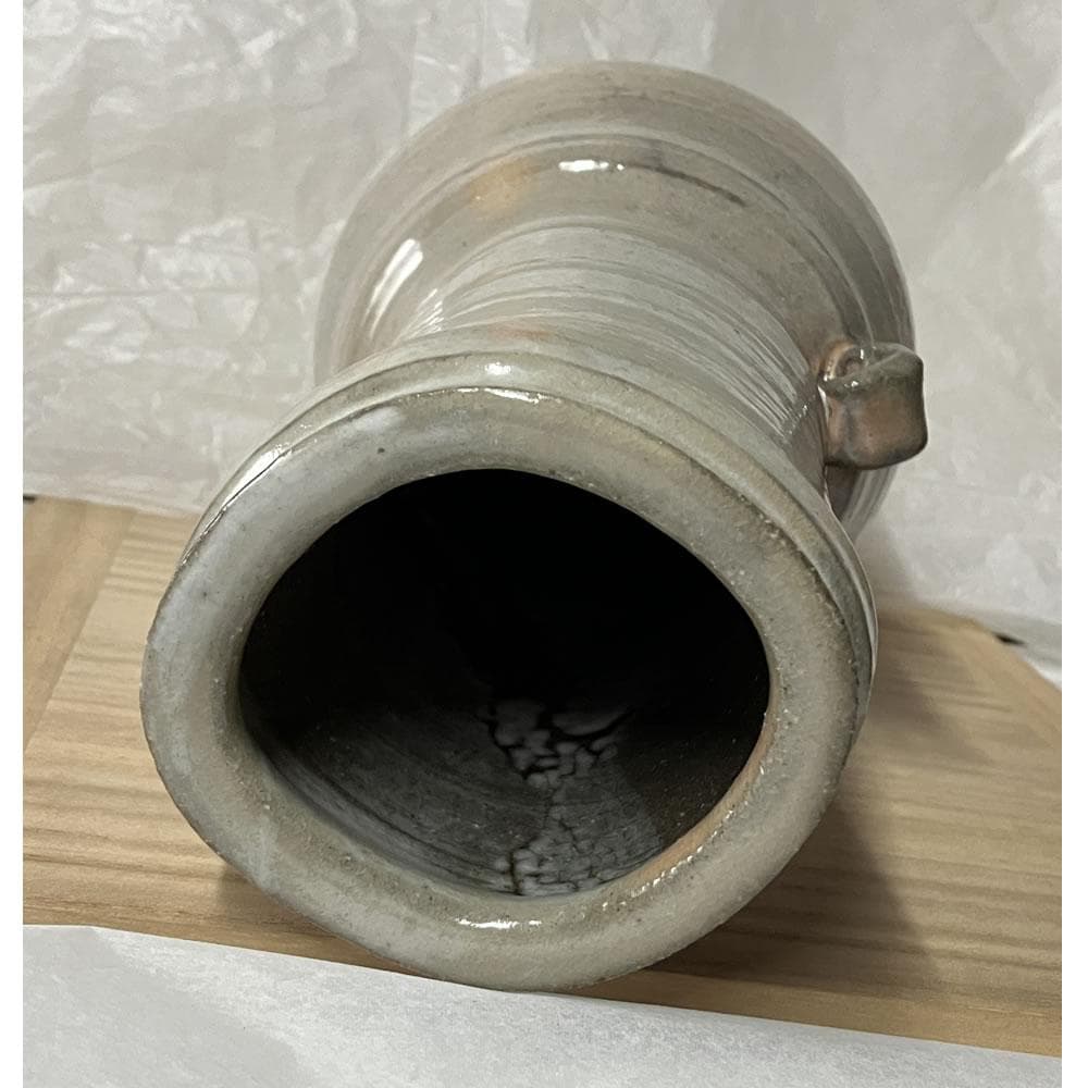 y023 十五代 坂倉新兵衛 萩焼 耳付 花入 共箱 茶道具