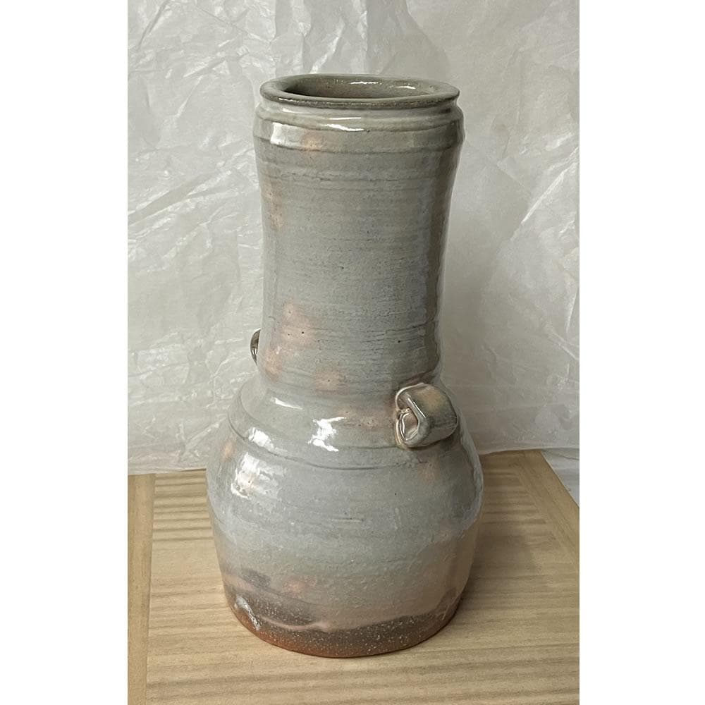 y023 十五代 坂倉新兵衛 萩焼 耳付 花入 共箱 茶道具