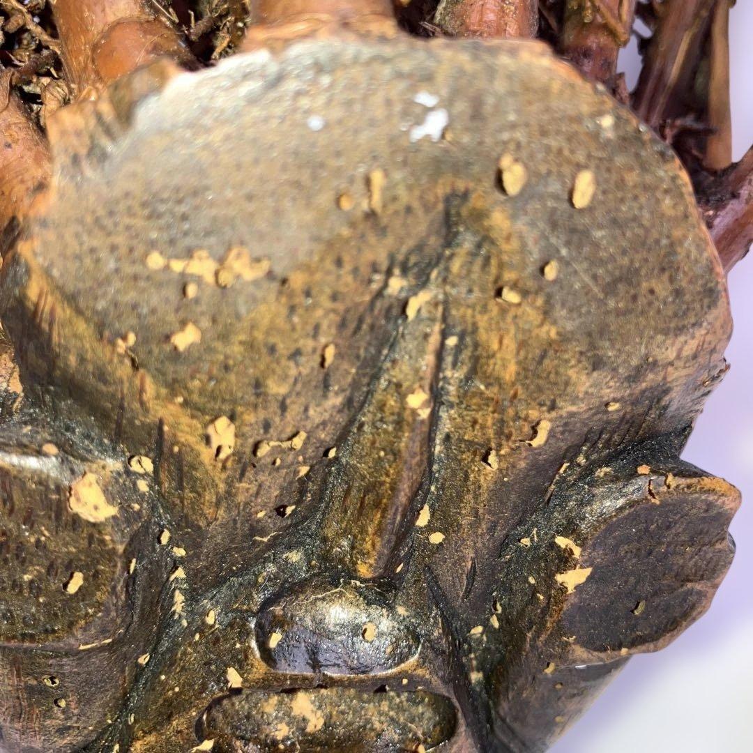 (467)アンティークな木製の鶴と亀さんの枝のアート