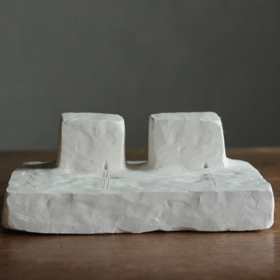 石塑粘土 立体作品 ２つの建物 現代美術 sculpture