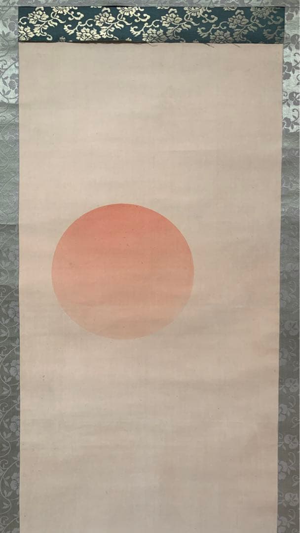 ②⑨絹本日本画掛軸　署名捺印有り　作者不明　海と日の出　お正月に最適