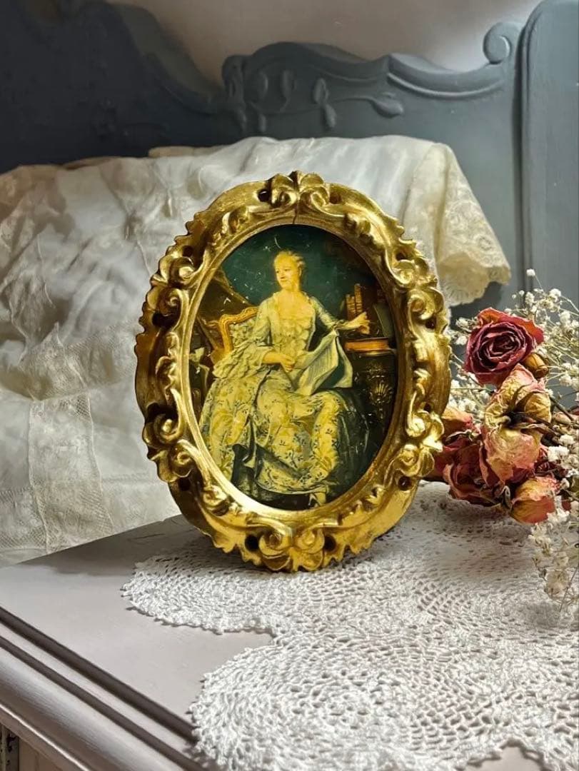 ◆フランスアンティーク｜世界の名画1700年代パリ中世絵画ポンパドール金装飾額