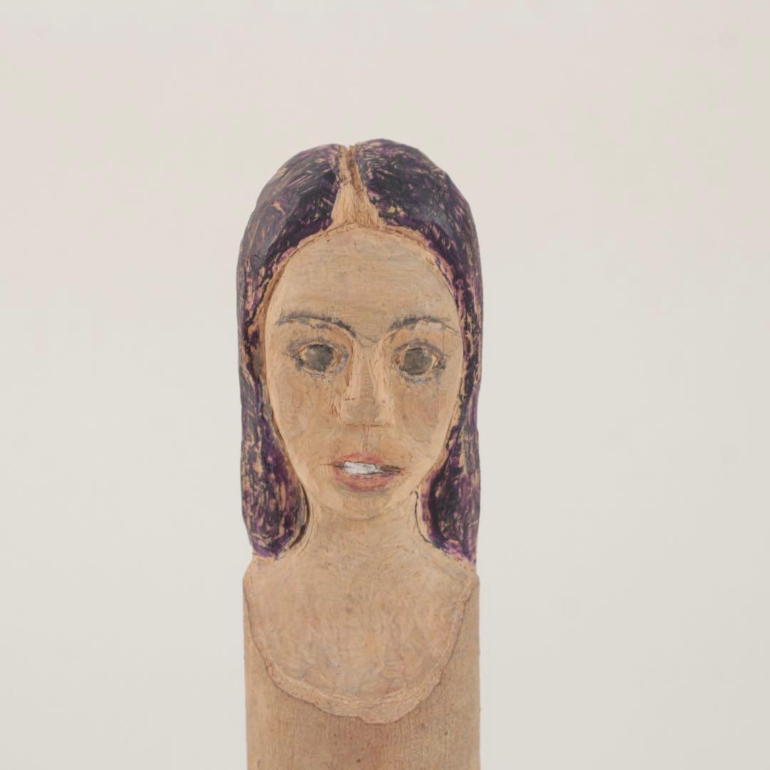 不思議な 木彫 人物像 No.3 古道具 アンティーク オブジェ