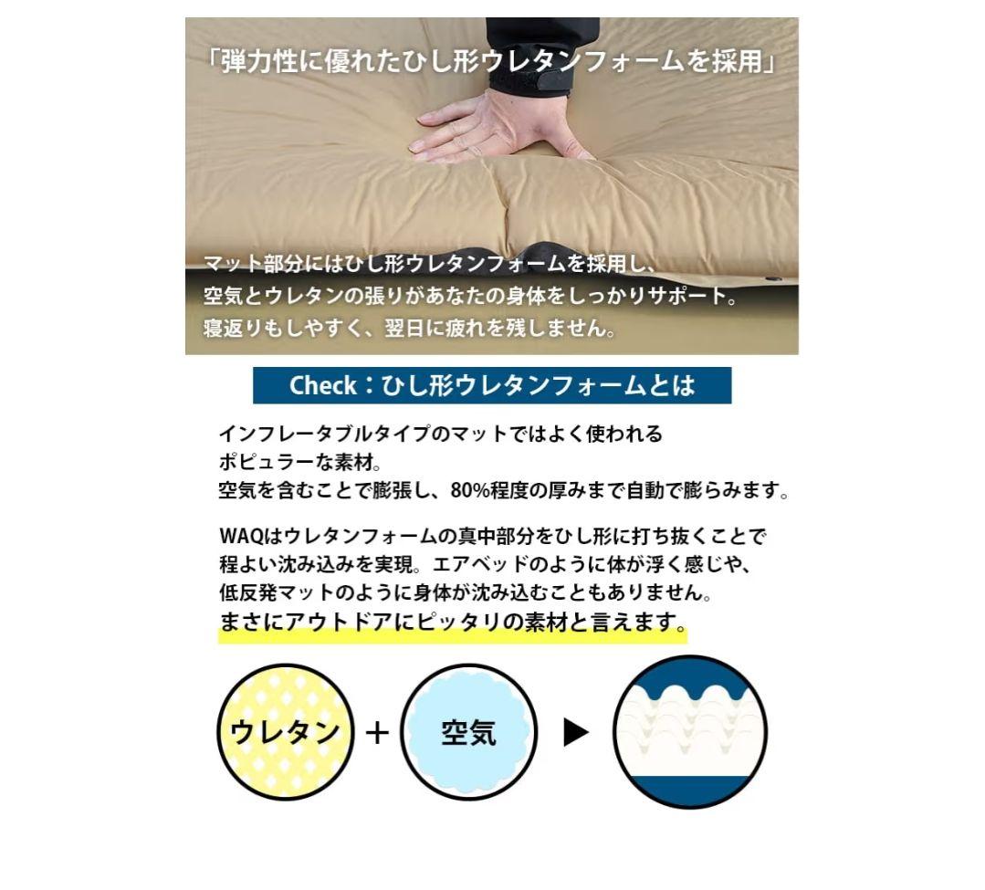 美品　WAQ ワック　インフレータブルマット 8cm ブラック　2個セット