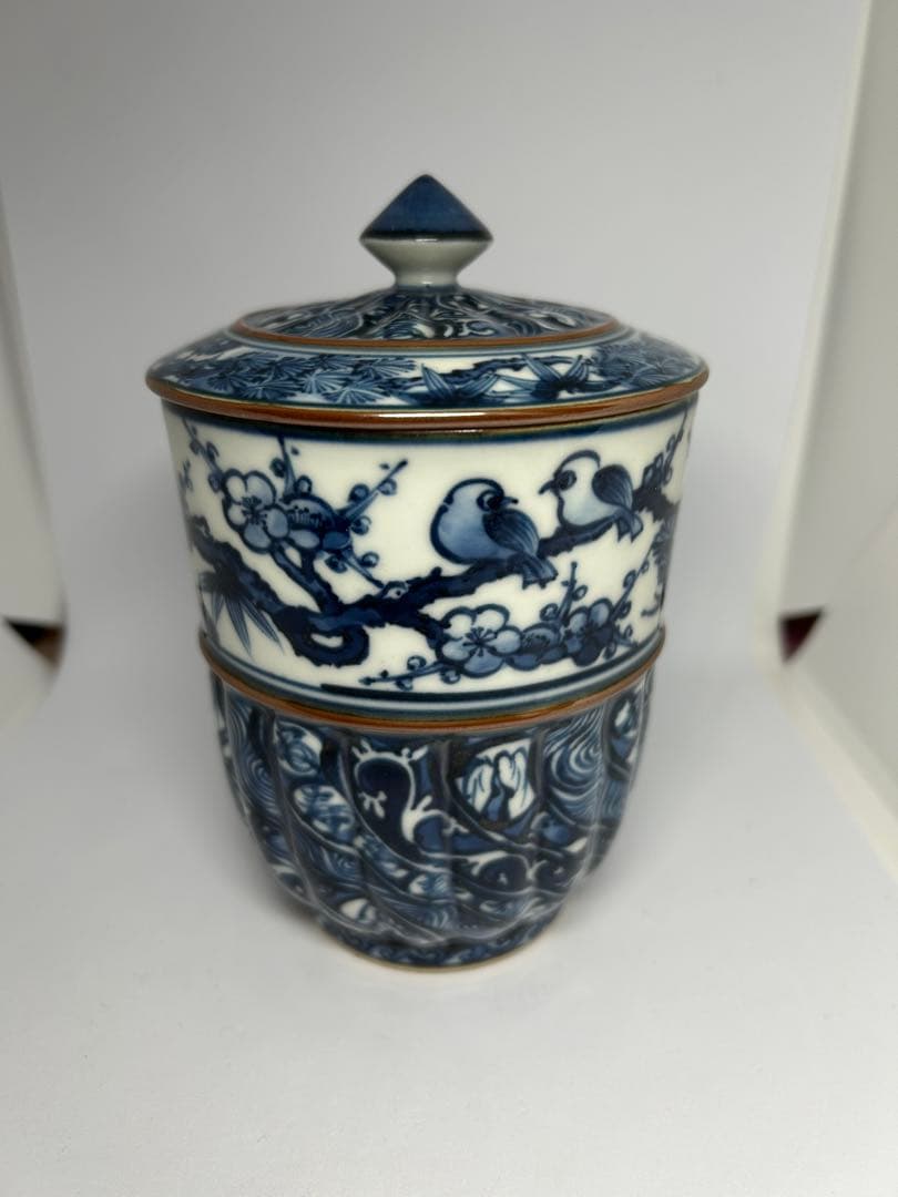 【共箱有り】清水焼　加藤利昌 祥瑞写 蓋付湯呑　全高14センチ