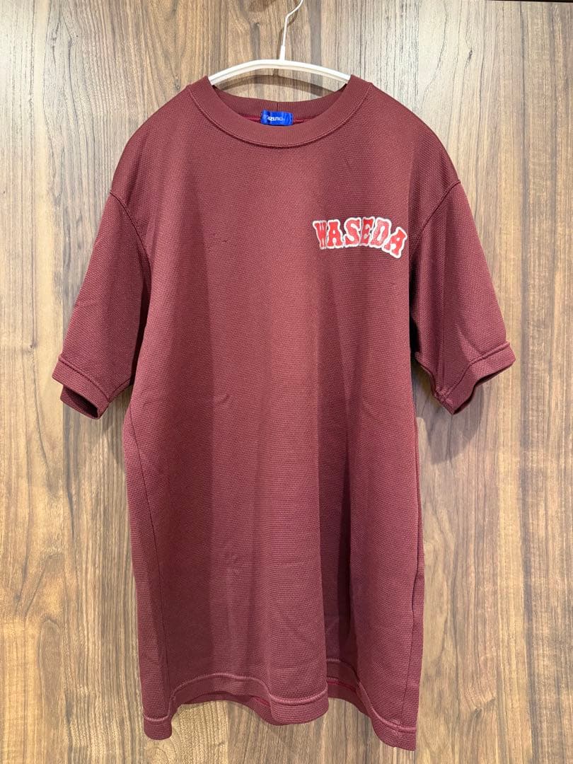 早稲田実業 WASEDA ロゴ入り バーガンディ Tシャツ