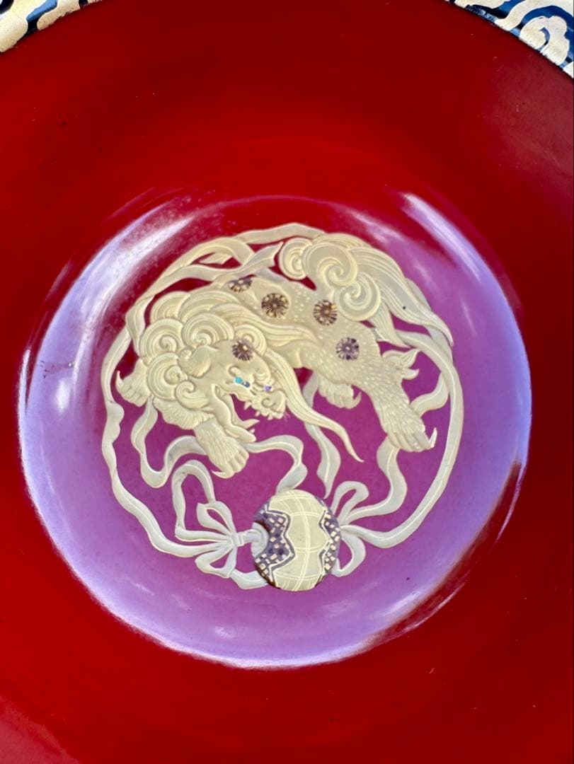 美品　漆塗り　会津塗り　茶碗　龍2客セット