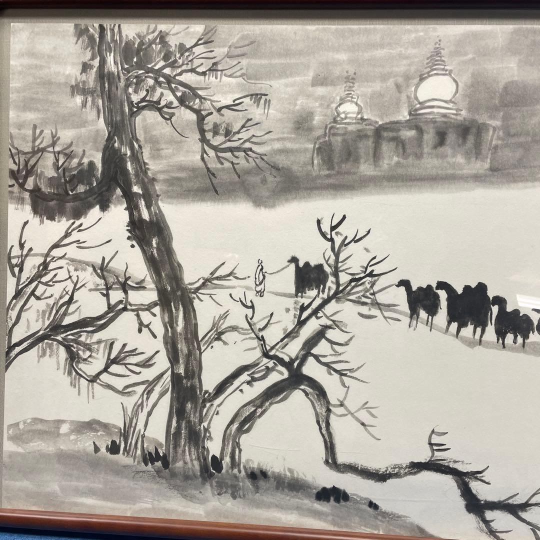 水墨画 馬と風景