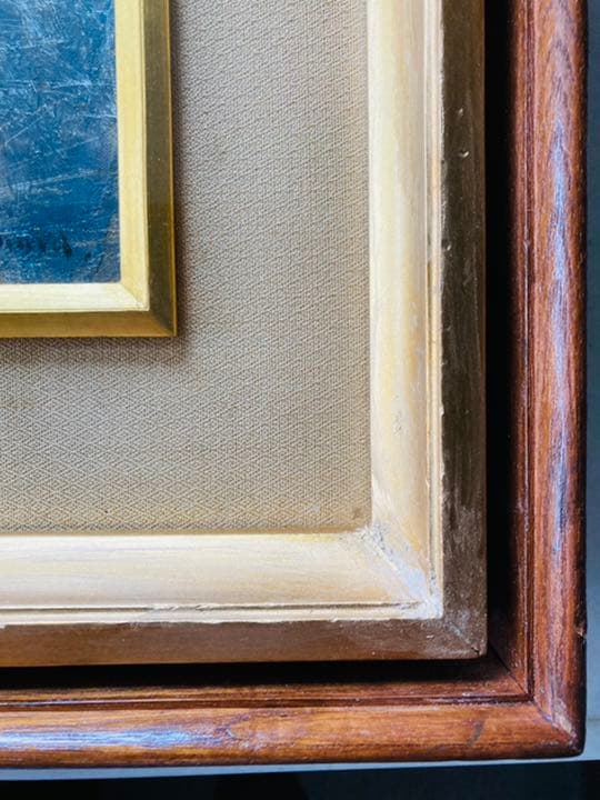 西村功 「 車を引く赤帽　」　F3号 油彩