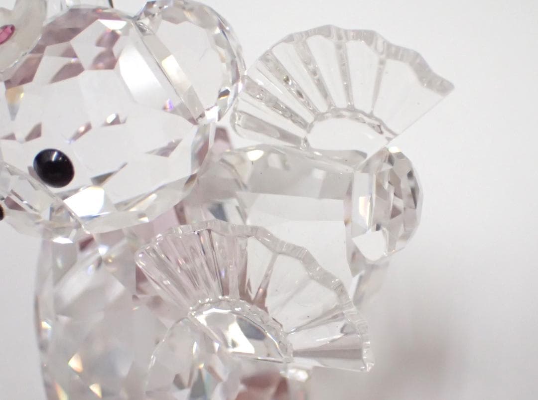 4/未使用品 スワロフスキー クリスベア クミコ 扇子 着物 日本舞踊 置物