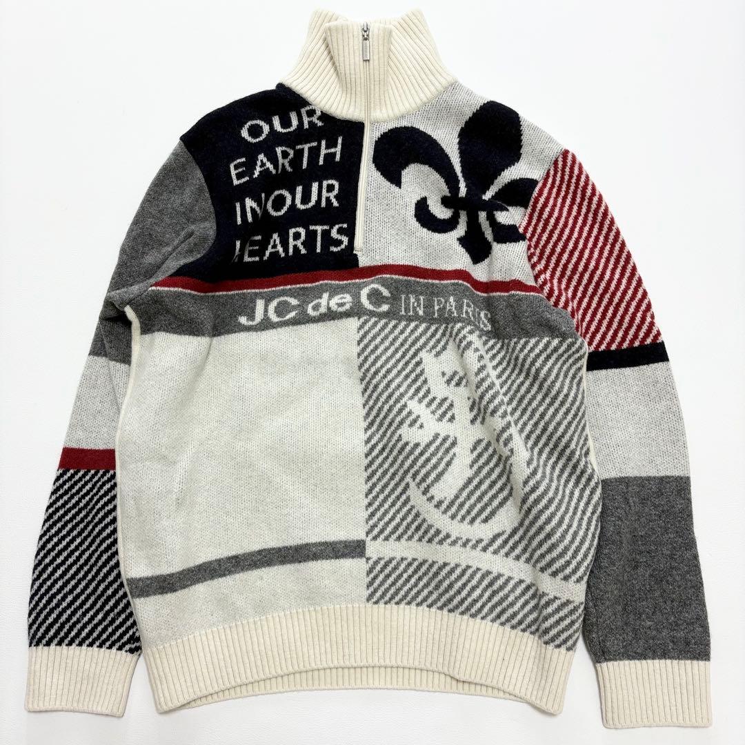 カステルバジャック 総柄　ウール ニット セーター メンズ 50 XL