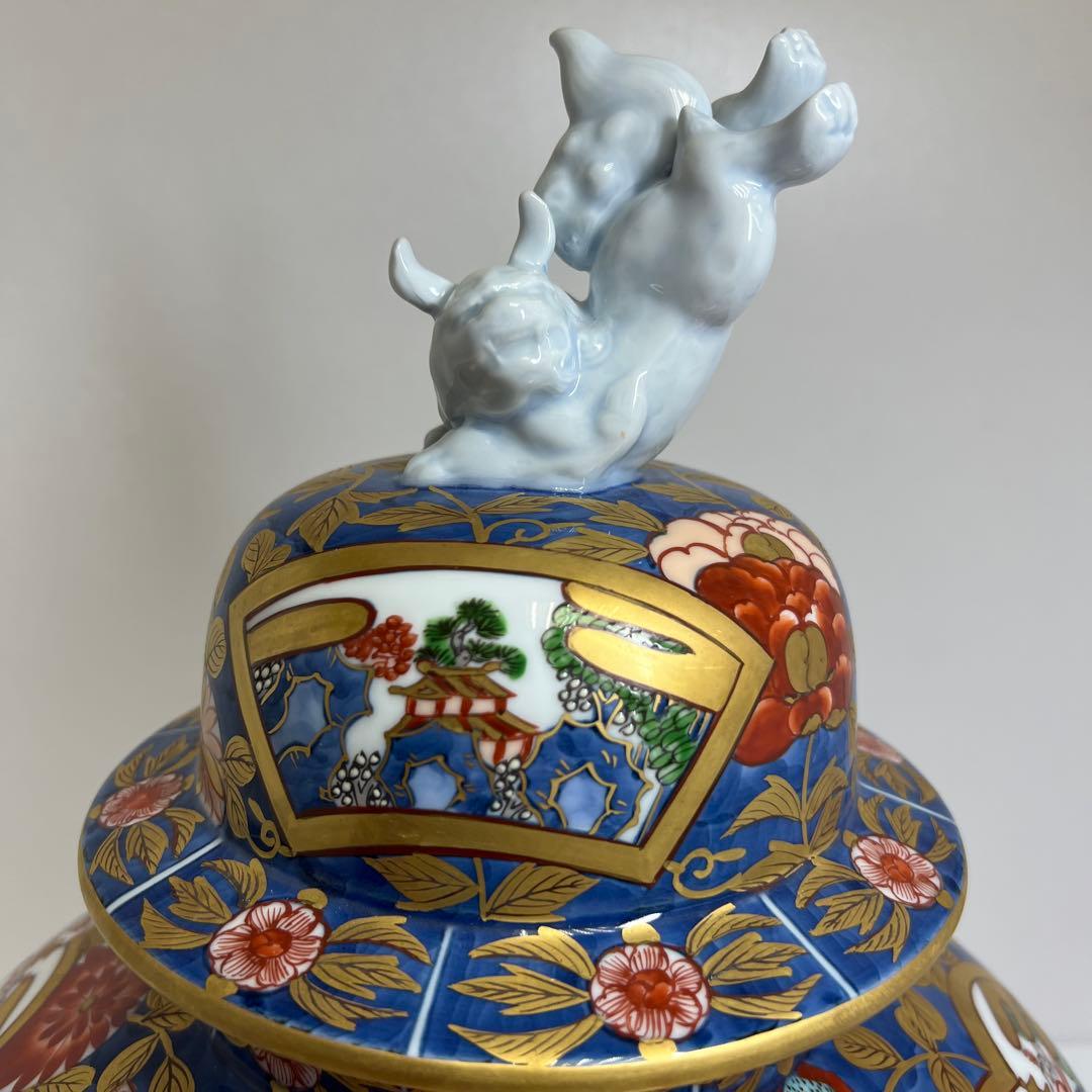 藤井朱明作　古伊万里風金彩風飾壷　共箱　高さ約46㎝　東Y8-0108②トコヒ