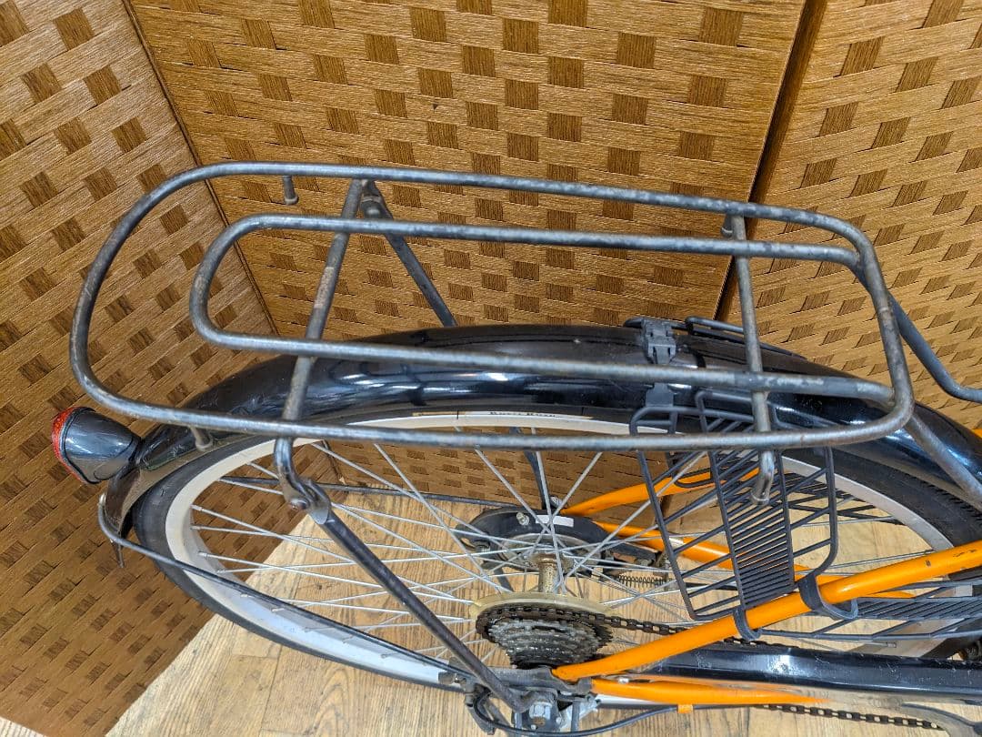 U095 普通自転車　27インチ 6段変速 LEDオートライト オレンジ