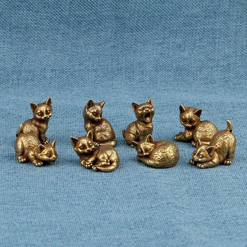 銅 細工 猫 置物 小働物 猫 お茶のかわいがり 装飾品 工芸品