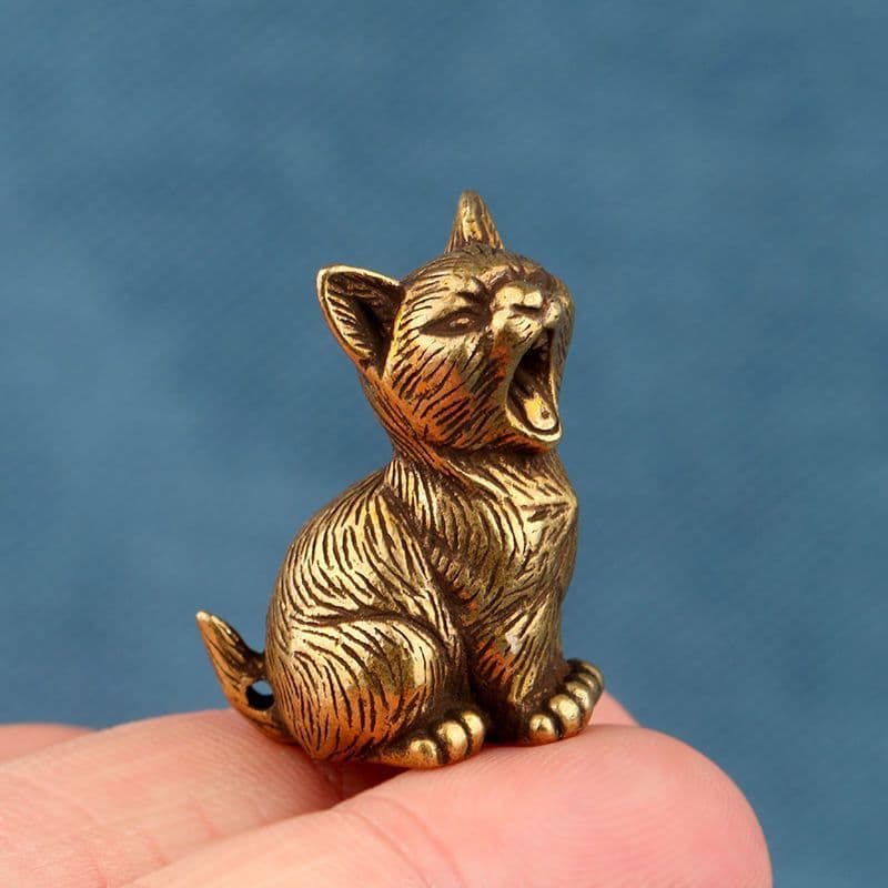 銅 細工 猫 置物 小働物 猫 お茶のかわいがり 装飾品 工芸品
