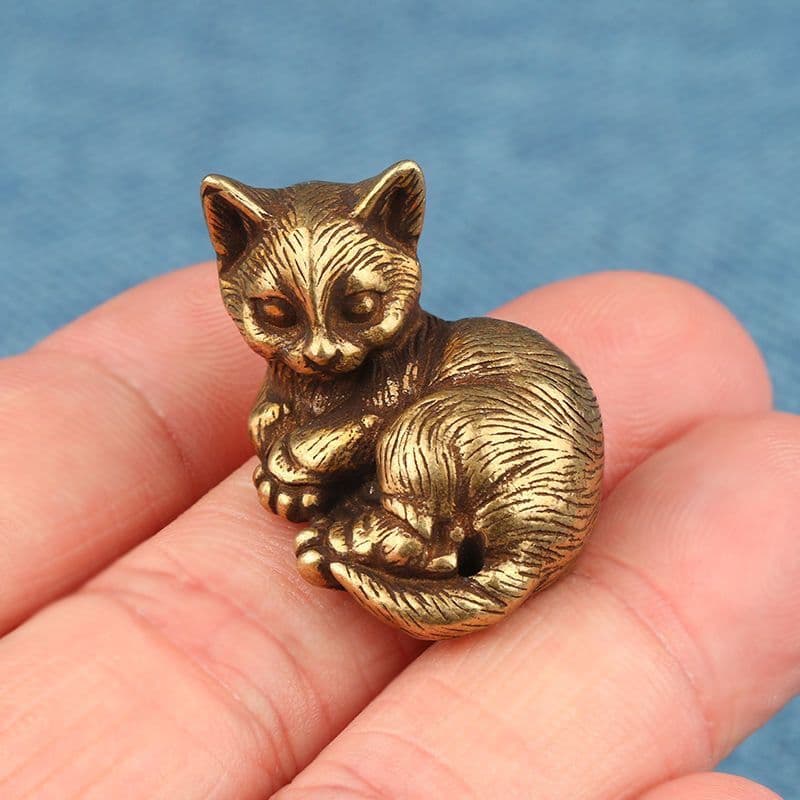 銅 細工 猫 置物 小働物 猫 お茶のかわいがり 装飾品 工芸品