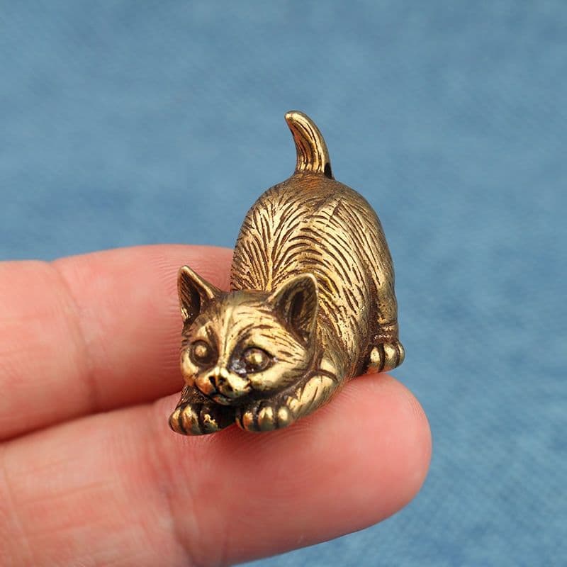銅 細工 猫 置物 小働物 猫 お茶のかわいがり 装飾品 工芸品