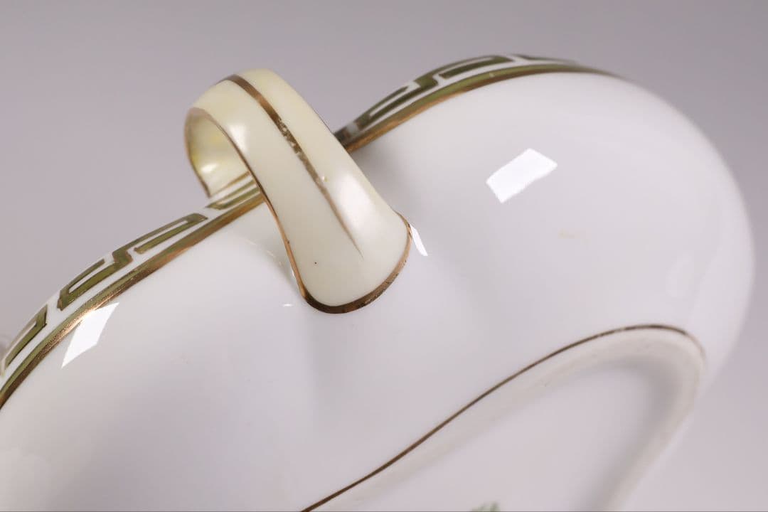 【CM307】オールドノリタケ 草花 三耳 皿 鉢 幅18.3cm 金彩 水仙