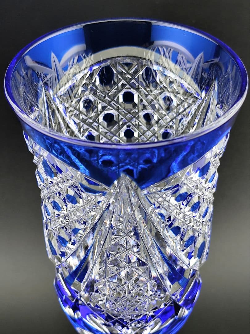 希少品☆江戸切子☆木村泰典 ワイングラス 脚付杯（切子 江戸切子 薩摩切子）