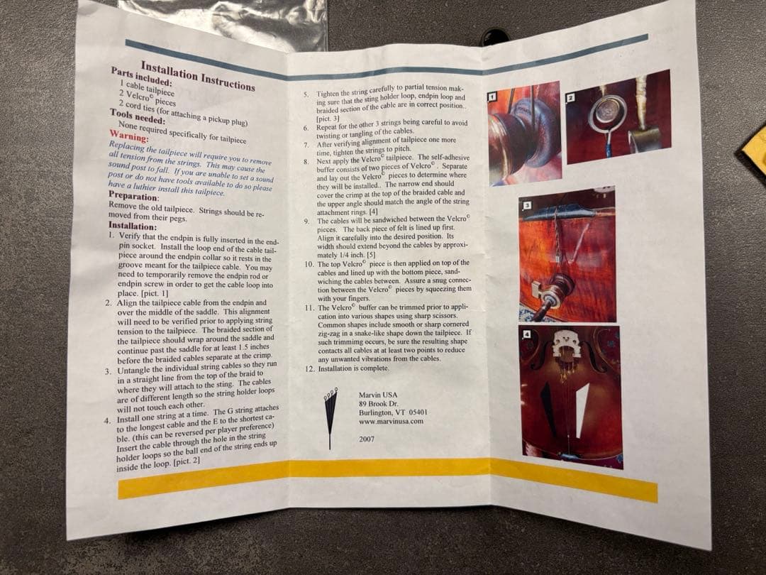 コントラバス　ケーブルテールピース