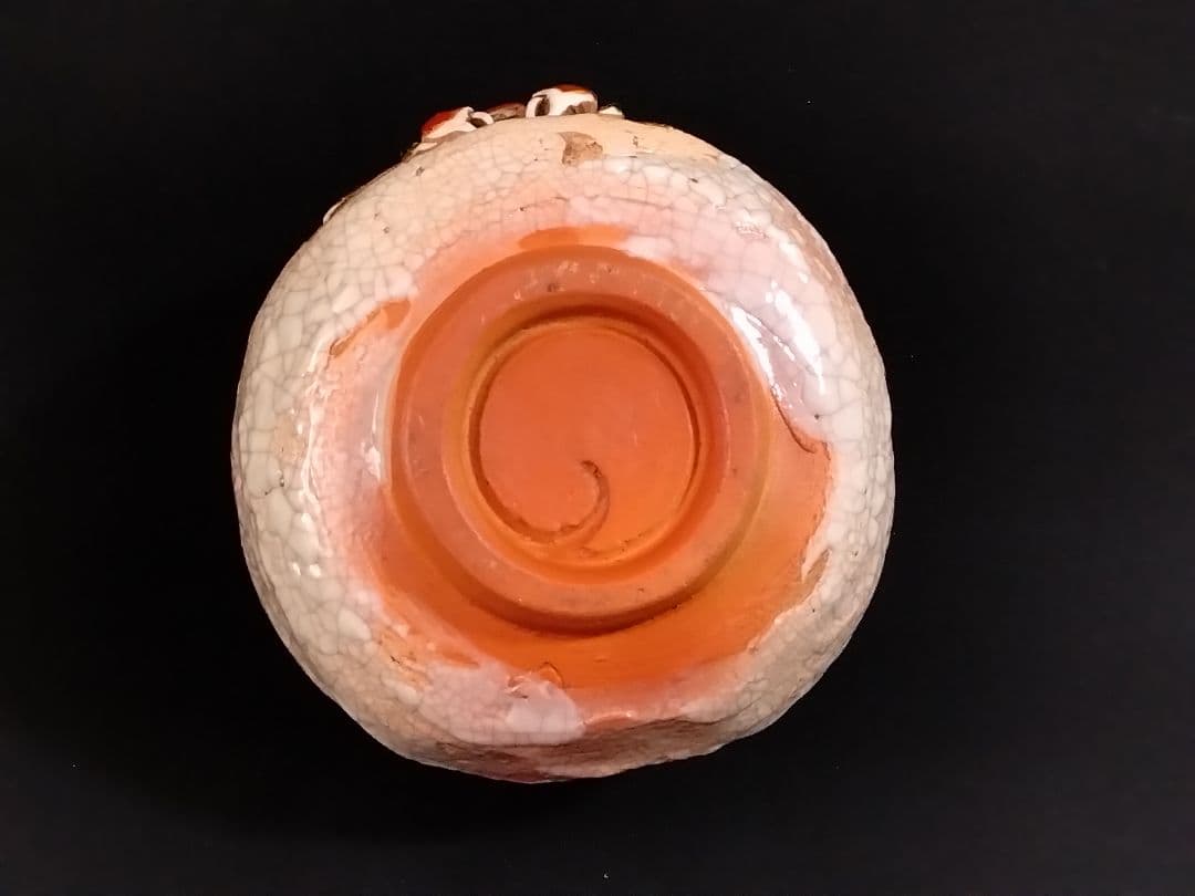 『古美術/古物/骨董』新品/匿名/送料無料【楽山焼】湯呑(天神蟹細密彫り/箱付)