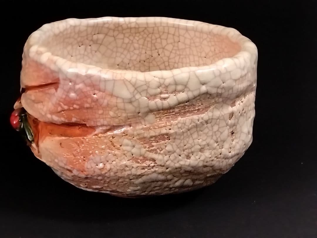 『古美術/古物/骨董』新品/匿名/送料無料【楽山焼】湯呑(天神蟹細密彫り/箱付)