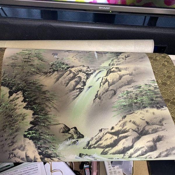 掛け軸　井田仙水　古美術 絹本 かなり昔の東亞美術鑑定価格18万