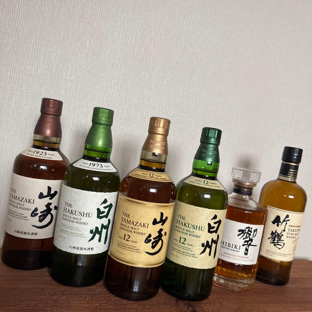 山崎12年・白州12年・山崎・白州・響・竹鶴 ウイスキー ６本セット