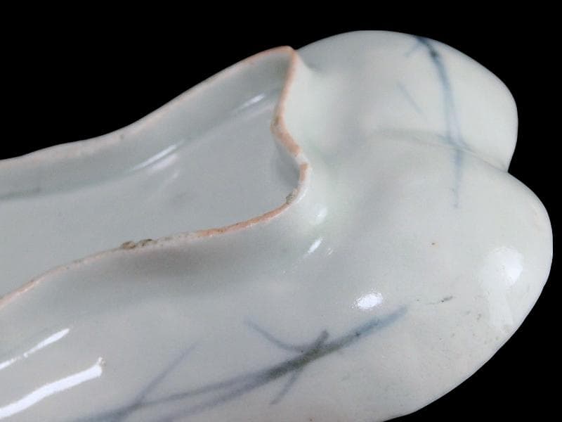 古伊万里　コンニャク印判　紅葉の図　糸巻形変形皿　江戸期　B008AS-CXe