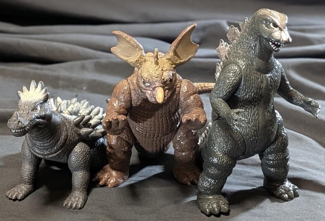 昭和ゴジラ＆アンギラス＆バラゴン（ヤマカツ）ソフビフィギュア３体セット