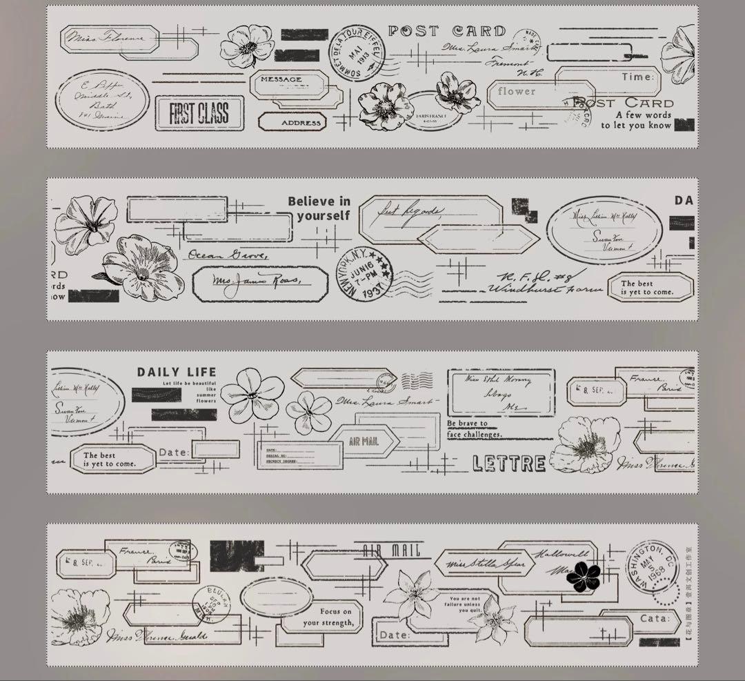 ⭐️SALE⭐️ 壹洱原创《花与图章》海外マスキングテープ　マステ 【2365】