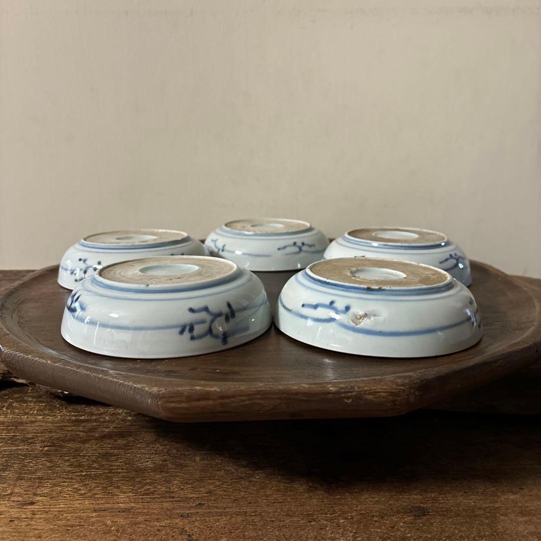 古伊万里膾皿　5点(窯傷有り)なます皿　古道具　アンティーク　検:白洲正子　李朝