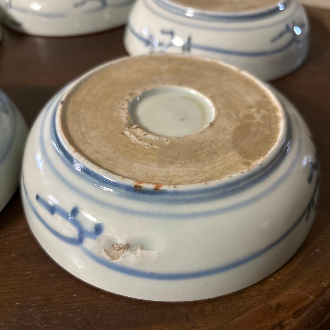 古伊万里膾皿　5点(窯傷有り)なます皿　古道具　アンティーク　検:白洲正子　李朝