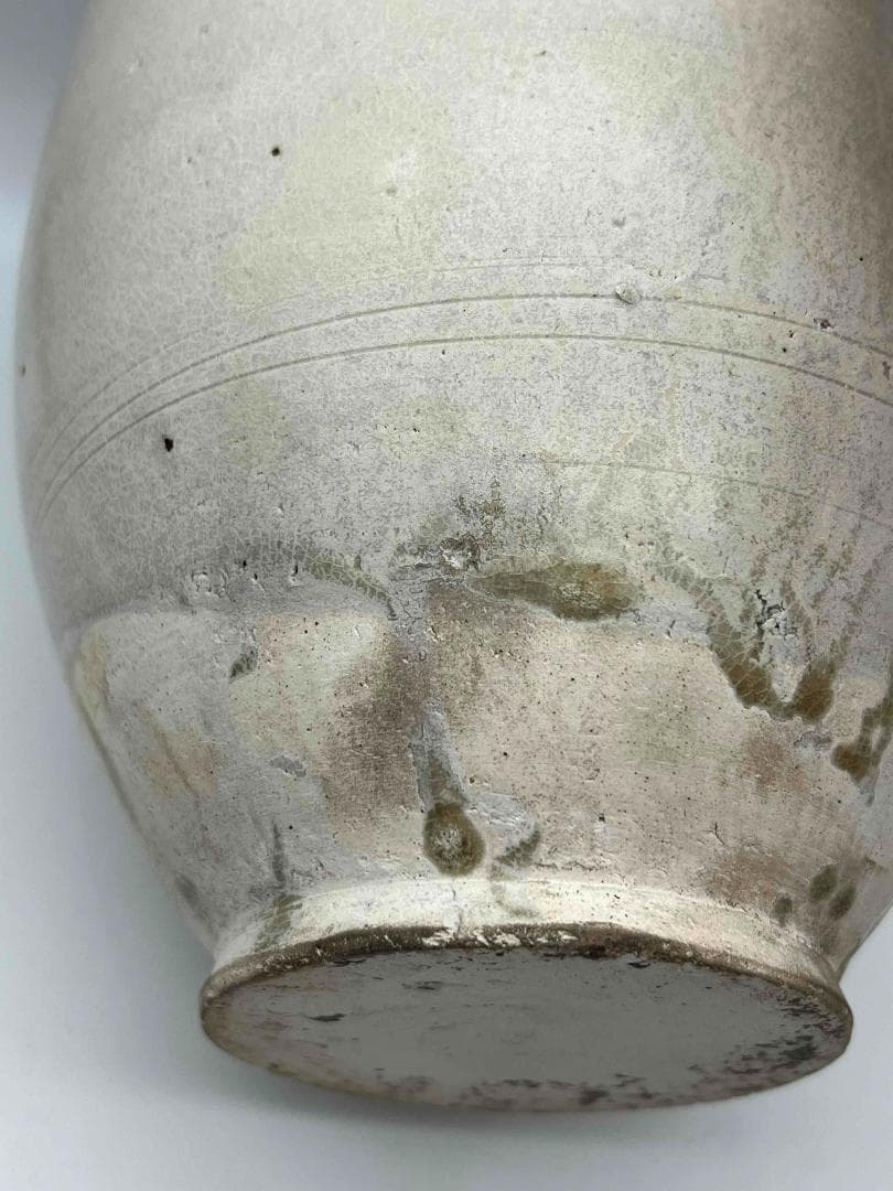 宋時代 白磁 定窯双環耳広口壺 水丞 宋磁 【旧家蔵出し】　名品(B-32)