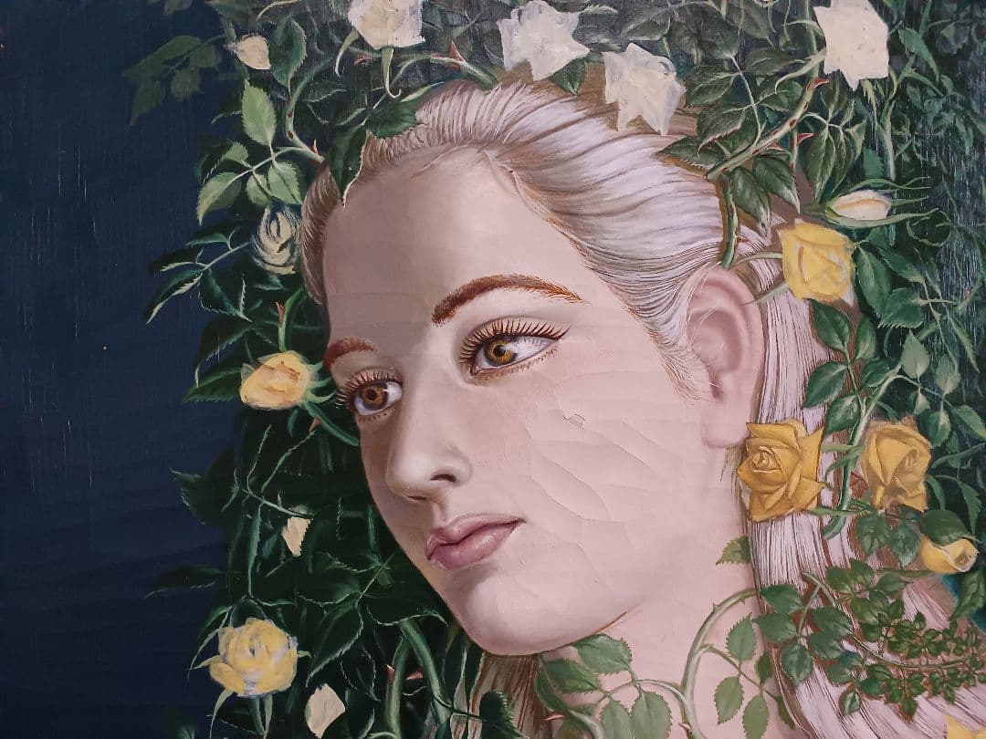 藤野一友（中川彩子）　「妖精」　油彩F6　シュルレアリスム　幻想　夭折画家　希少