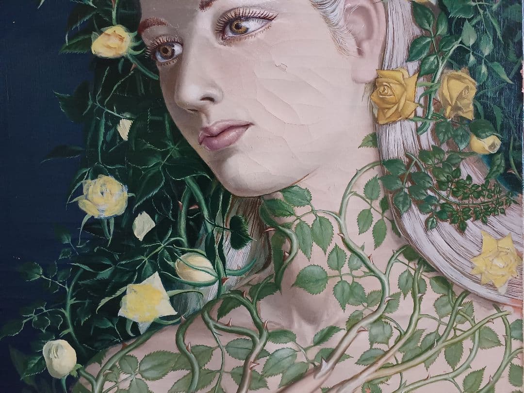 藤野一友（中川彩子）　「妖精」　油彩F6　シュルレアリスム　幻想　夭折画家　希少