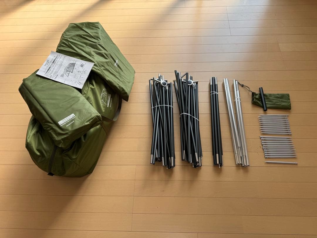 美品 モンベル ムーンライトキャビン4 SPGN グリーン グランドシート付